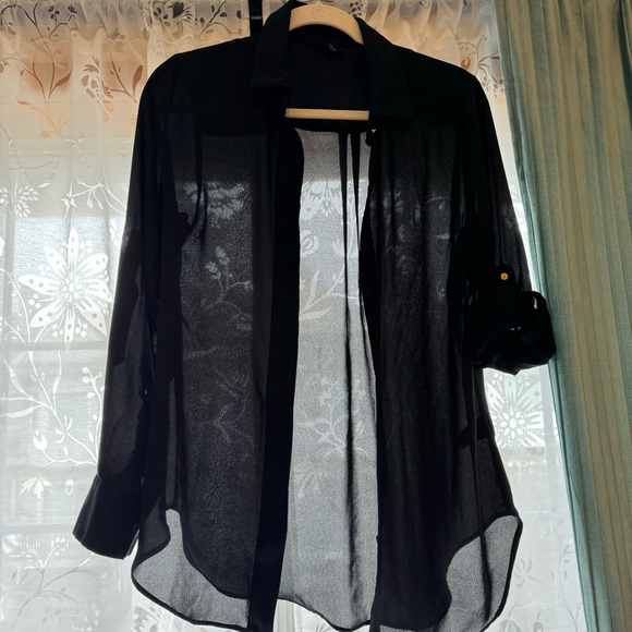 Mossimo | sheer black button down | M - Picture 2 of 8